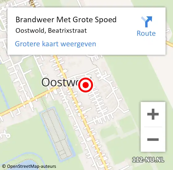 Locatie op kaart van de 112 melding: Brandweer Met Grote Spoed Naar Oostwold, Beatrixstraat op 19 maart 2018 07:23