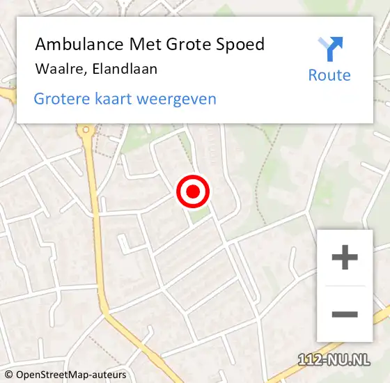 Locatie op kaart van de 112 melding: Ambulance Met Grote Spoed Naar Waalre, Elandlaan op 19 maart 2018 07:47