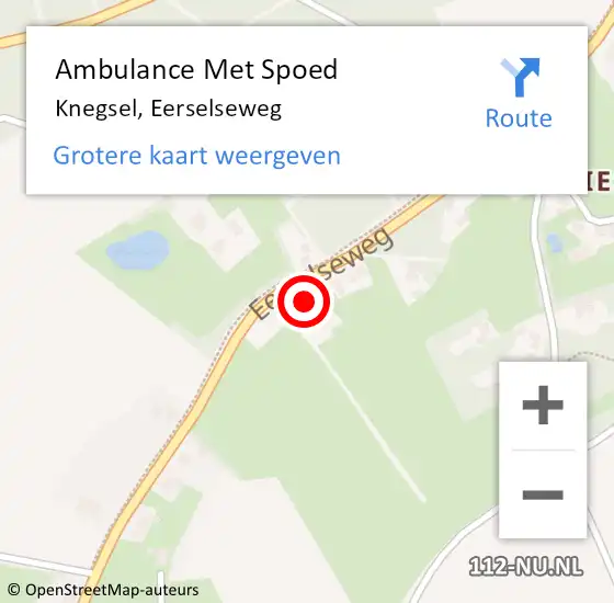 Locatie op kaart van de 112 melding: Ambulance Met Spoed Naar Knegsel, Eerselseweg op 19 maart 2018 08:19