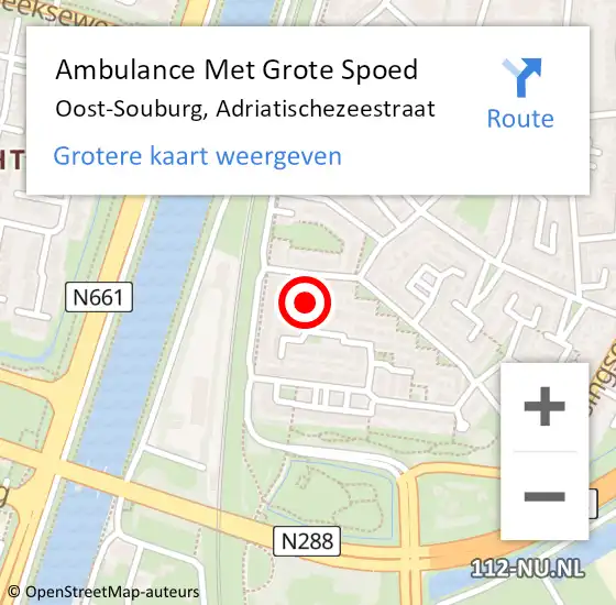 Locatie op kaart van de 112 melding: Ambulance Met Grote Spoed Naar Oost-Souburg, Adriatischezeestraat op 19 februari 2014 14:56