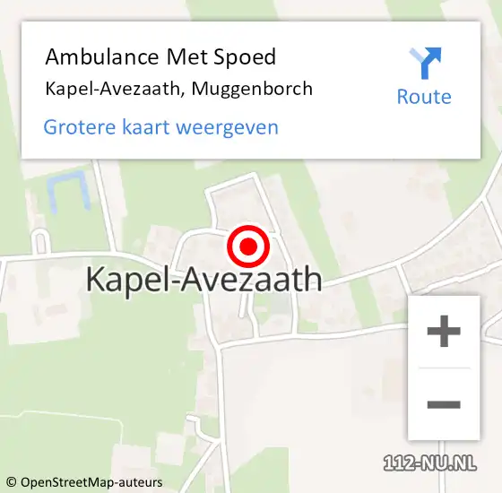 Locatie op kaart van de 112 melding: Ambulance Met Spoed Naar Kapel-Avezaath, Muggenborch op 19 maart 2018 13:42