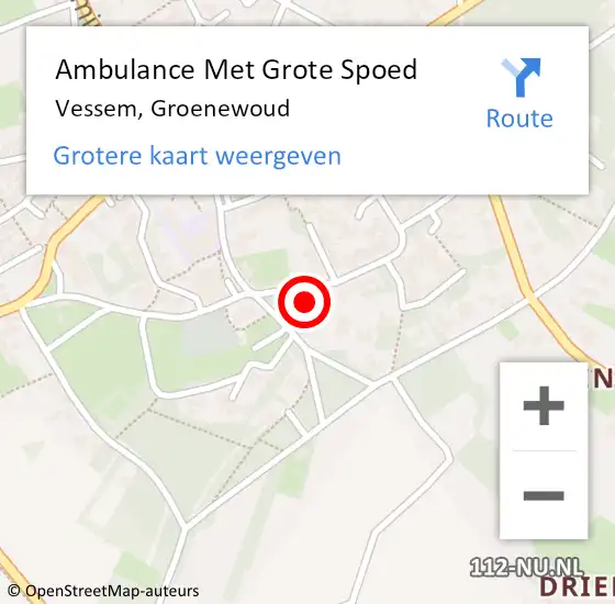 Locatie op kaart van de 112 melding: Ambulance Met Grote Spoed Naar Vessem, Groenewoud op 19 maart 2018 14:10