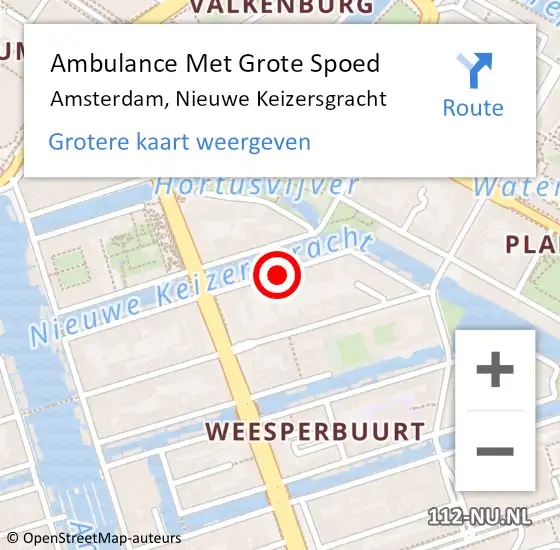 Locatie op kaart van de 112 melding: Ambulance Met Grote Spoed Naar Amsterdam, Nieuwe Keizersgracht op 19 maart 2018 15:37
