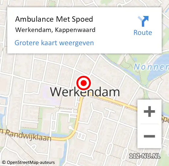Locatie op kaart van de 112 melding: Ambulance Met Spoed Naar Werkendam, Kappenwaard op 19 maart 2018 16:36
