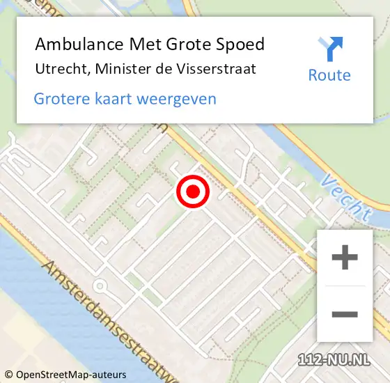 Locatie op kaart van de 112 melding: Ambulance Met Grote Spoed Naar Utrecht, Minister de Visserstraat op 19 maart 2018 18:51