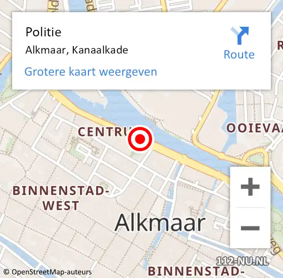 Locatie op kaart van de 112 melding: Politie Alkmaar, Kanaalkade op 19 maart 2018 20:42
