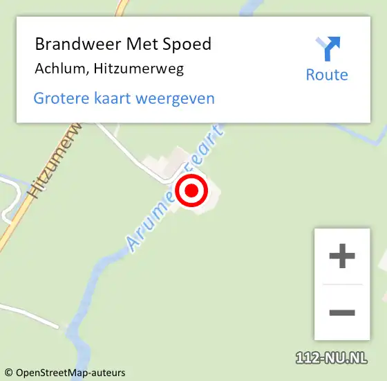 Locatie op kaart van de 112 melding: Brandweer Met Spoed Naar Achlum, Hitzumerweg op 19 maart 2018 21:37