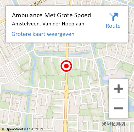 Locatie op kaart van de 112 melding: Ambulance Met Grote Spoed Naar Amstelveen, Van der Hooplaan op 19 maart 2018 22:07