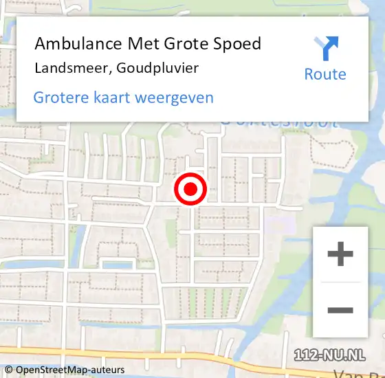 Locatie op kaart van de 112 melding: Ambulance Met Grote Spoed Naar Landsmeer, Goudpluvier op 19 maart 2018 22:51