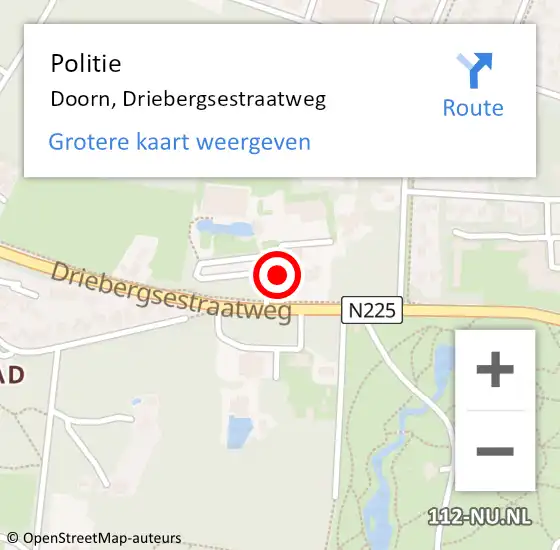 Locatie op kaart van de 112 melding: Politie Doorn, Driebergsestraatweg op 20 maart 2018 03:57