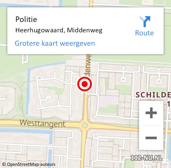 Locatie op kaart van de 112 melding: Politie Heerhugowaard, Middenweg op 20 maart 2018 09:14