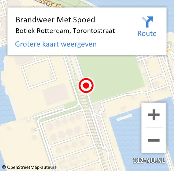 Locatie op kaart van de 112 melding: Brandweer Met Spoed Naar Botlek Rotterdam, Torontostraat op 20 maart 2018 10:15