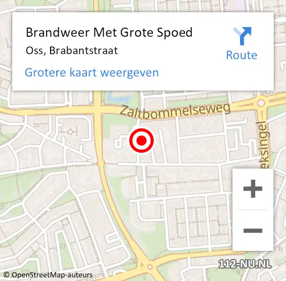 Locatie op kaart van de 112 melding: Brandweer Met Grote Spoed Naar Oss, Brabantstraat op 20 maart 2018 10:19