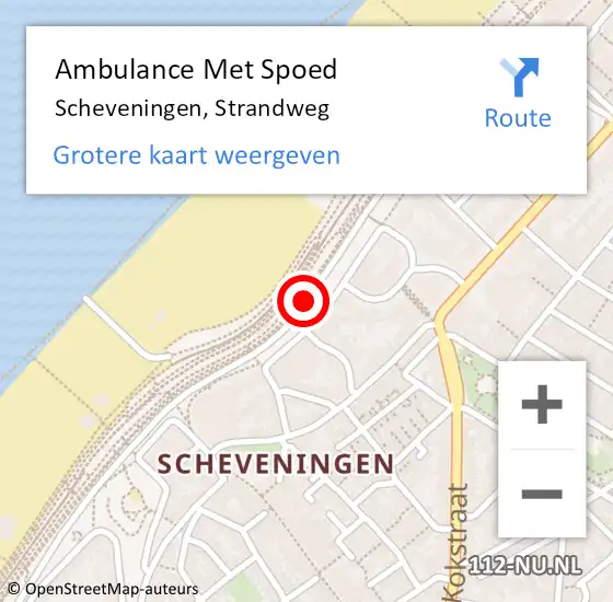 Locatie op kaart van de 112 melding: Ambulance Met Spoed Naar Scheveningen, Strandweg op 20 maart 2018 10:20