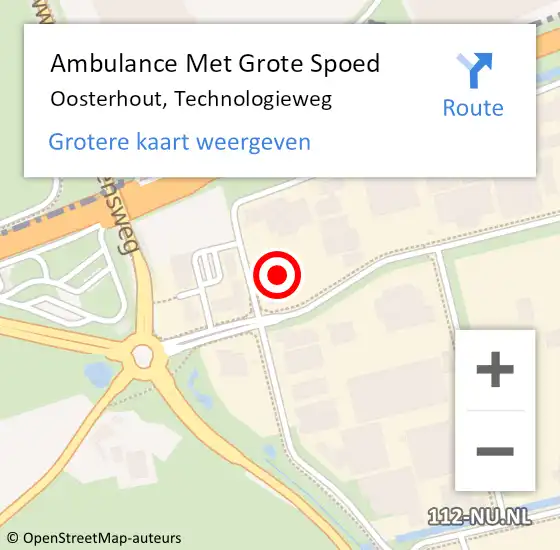 Locatie op kaart van de 112 melding: Ambulance Met Grote Spoed Naar Oosterhout, Technologieweg op 20 maart 2018 10:38