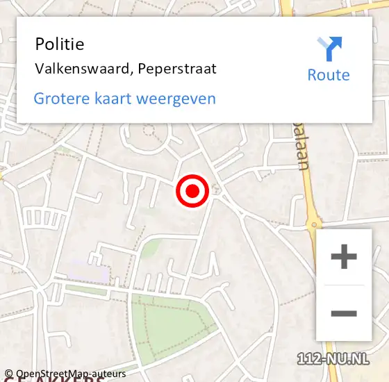 Locatie op kaart van de 112 melding: Politie Valkenswaard, Peperstraat op 20 maart 2018 15:28