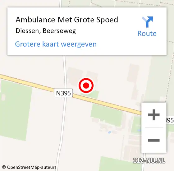 Locatie op kaart van de 112 melding: Ambulance Met Grote Spoed Naar Diessen, Beerseweg op 20 maart 2018 17:48