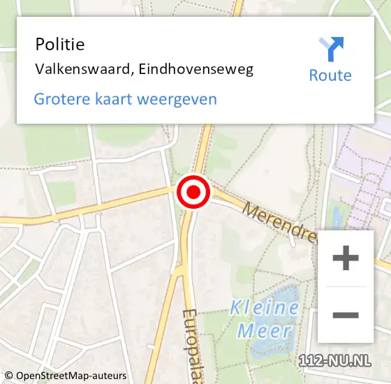 Locatie op kaart van de 112 melding: Politie Valkenswaard, Eindhovenseweg op 20 maart 2018 18:35