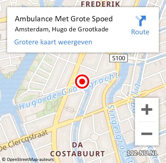 Locatie op kaart van de 112 melding: Ambulance Met Grote Spoed Naar Amsterdam, Hugo de Grootkade op 20 maart 2018 18:35
