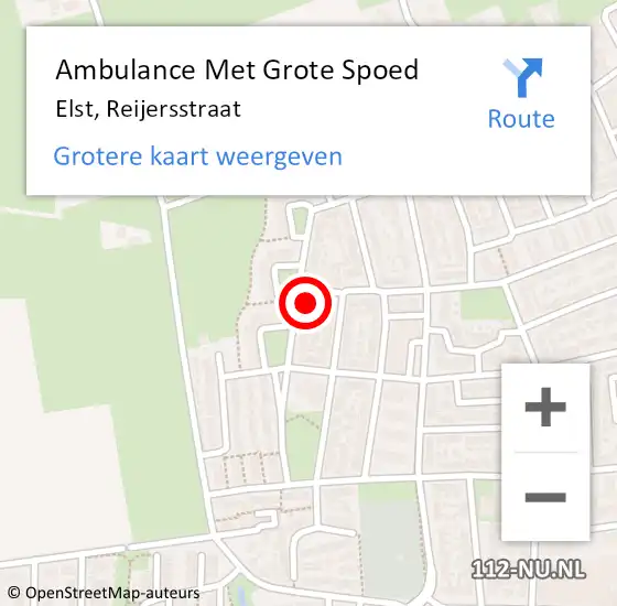 Locatie op kaart van de 112 melding: Ambulance Met Grote Spoed Naar Elst, Reijersstraat op 20 maart 2018 18:41