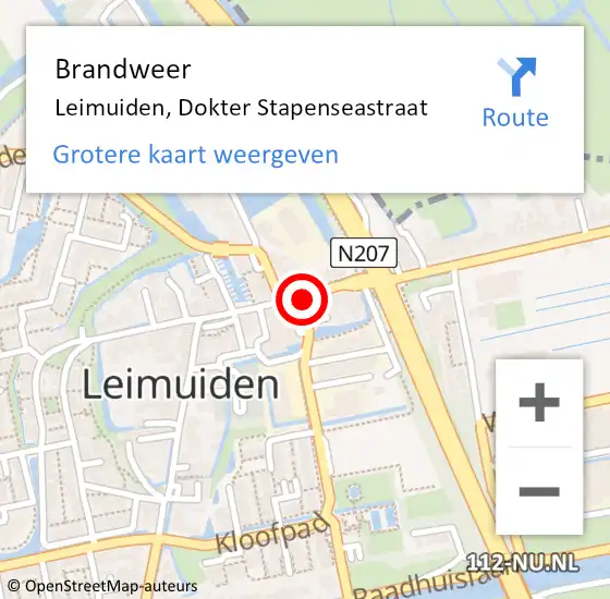 Locatie op kaart van de 112 melding: Brandweer Leimuiden, Dokter Stapenseastraat op 20 maart 2018 18:54
