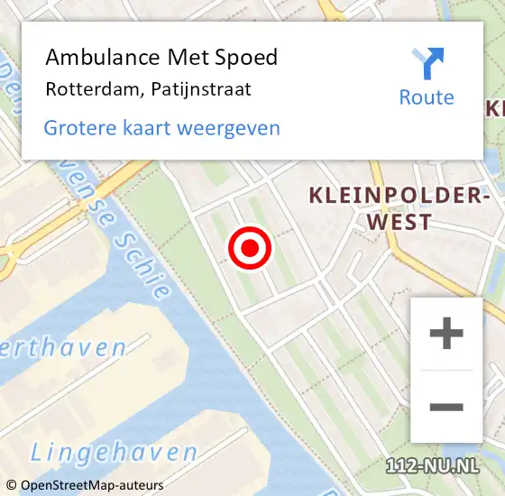 Locatie op kaart van de 112 melding: Ambulance Met Spoed Naar Rotterdam, Patijnstraat op 20 maart 2018 19:21