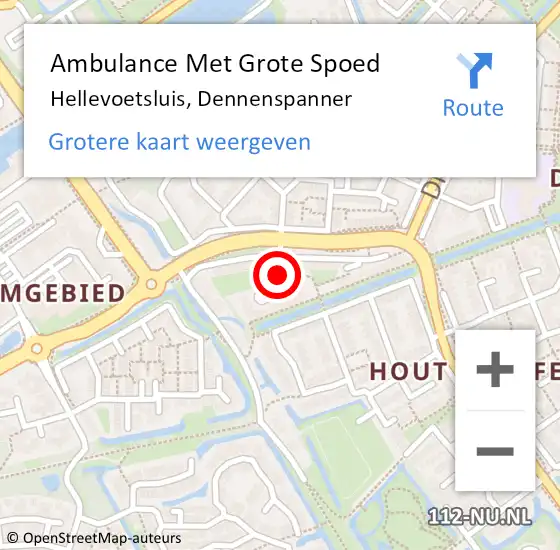 Locatie op kaart van de 112 melding: Ambulance Met Grote Spoed Naar Hellevoetsluis, Dennenspanner op 20 maart 2018 21:07