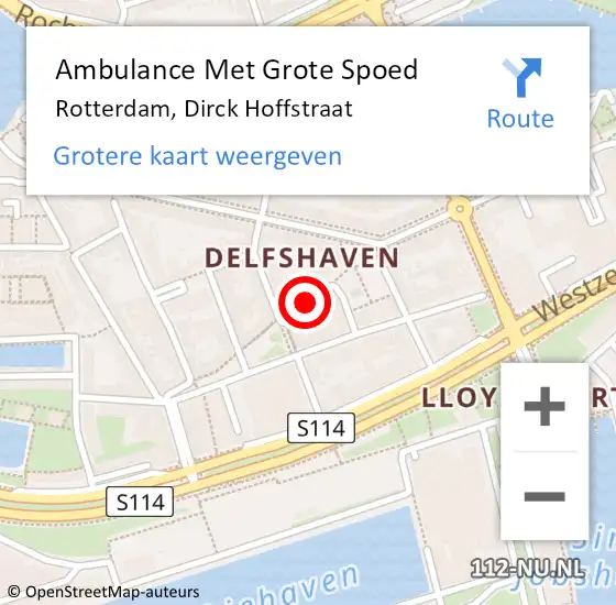 Locatie op kaart van de 112 melding: Ambulance Met Grote Spoed Naar Rotterdam, Dirck Hoffstraat op 20 maart 2018 22:15