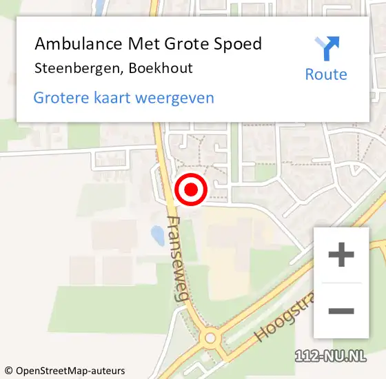 Locatie op kaart van de 112 melding: Ambulance Met Grote Spoed Naar Steenbergen, Boekhout op 21 maart 2018 06:56