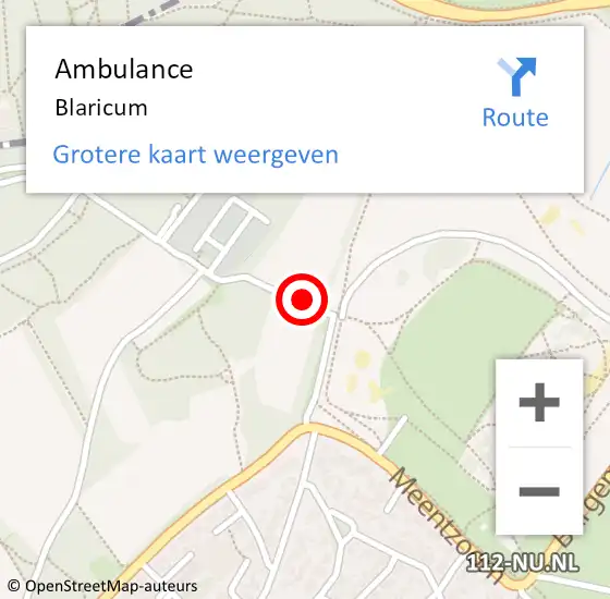 Locatie op kaart van de 112 melding: Ambulance Blaricum op 21 maart 2018 08:43