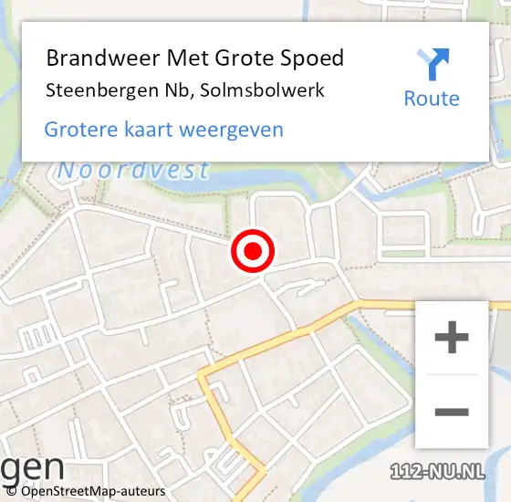 Locatie op kaart van de 112 melding: Brandweer Met Grote Spoed Naar Steenbergen Nb, Solmsbolwerk op 21 maart 2018 09:07