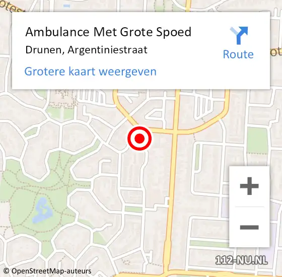 Locatie op kaart van de 112 melding: Ambulance Met Grote Spoed Naar Drunen, Argentiniestraat op 21 maart 2018 09:09