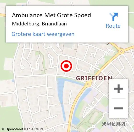 Locatie op kaart van de 112 melding: Ambulance Met Grote Spoed Naar Middelburg, Briandlaan op 21 maart 2018 09:51