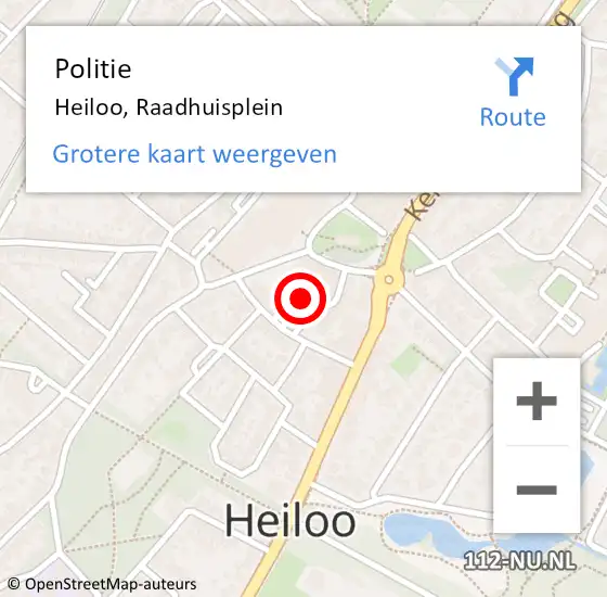 Locatie op kaart van de 112 melding: Politie Heiloo, Raadhuisplein op 21 maart 2018 10:02