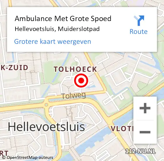 Locatie op kaart van de 112 melding: Ambulance Met Grote Spoed Naar Hellevoetsluis, Muiderslotpad op 21 maart 2018 11:17