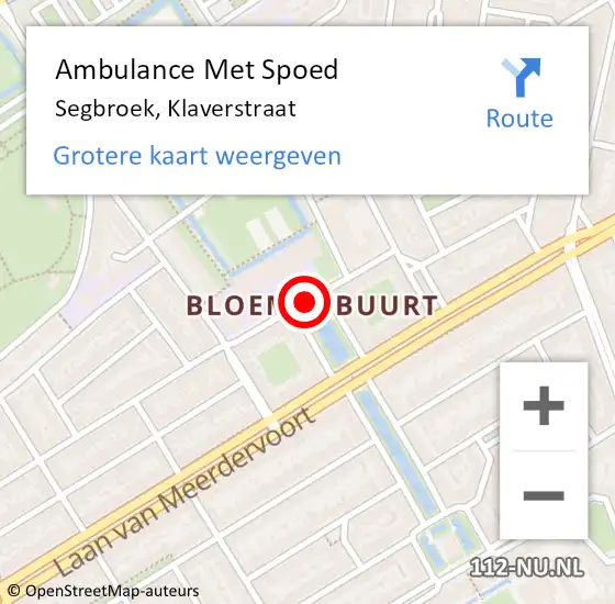 Locatie op kaart van de 112 melding: Ambulance Met Spoed Naar Segbroek, Klaverstraat op 21 maart 2018 12:25
