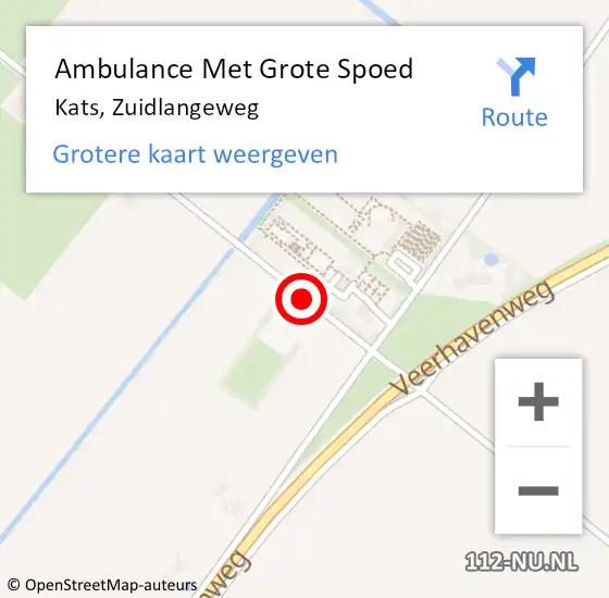 Locatie op kaart van de 112 melding: Ambulance Met Grote Spoed Naar Kats, Zuidlangeweg op 21 maart 2018 15:37