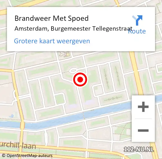 Locatie op kaart van de 112 melding: Brandweer Met Spoed Naar Amsterdam, Burgemeester Tellegenstraat op 21 maart 2018 15:37