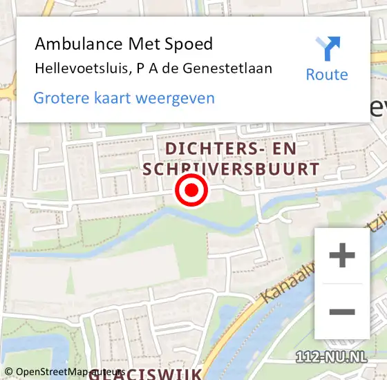 Locatie op kaart van de 112 melding: Ambulance Met Spoed Naar Hellevoetsluis, P A de Genestetlaan op 21 maart 2018 15:46
