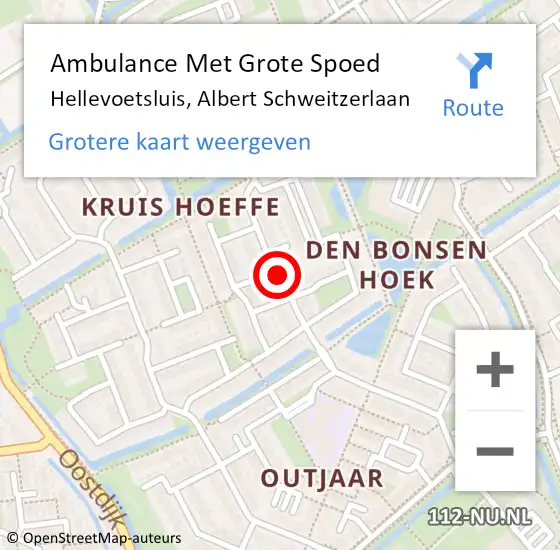 Locatie op kaart van de 112 melding: Ambulance Met Grote Spoed Naar Hellevoetsluis, Albert Schweitzerlaan op 21 maart 2018 17:03