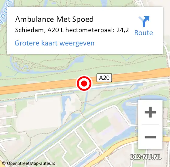 Locatie op kaart van de 112 melding: Ambulance Met Spoed Naar Schiedam, A20 L hectometerpaal: 24,2 op 21 maart 2018 17:47
