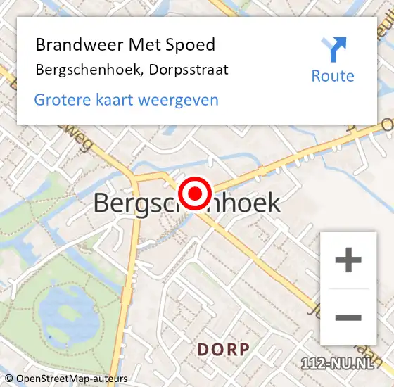 Locatie op kaart van de 112 melding: Brandweer Met Spoed Naar Bergschenhoek, Dorpsstraat op 21 maart 2018 23:27