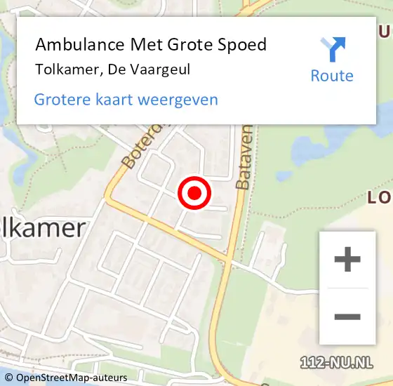 Locatie op kaart van de 112 melding: Ambulance Met Grote Spoed Naar Tolkamer, De Vaargeul op 21 maart 2018 23:54