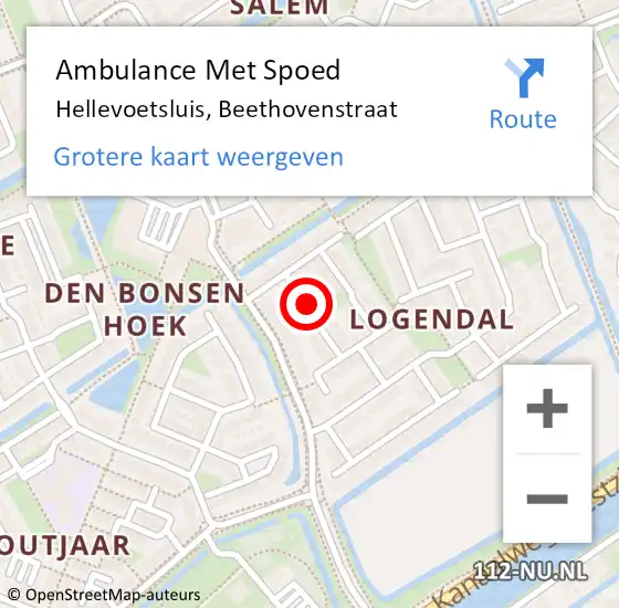 Locatie op kaart van de 112 melding: Ambulance Met Spoed Naar Hellevoetsluis, Beethovenstraat op 22 maart 2018 01:44