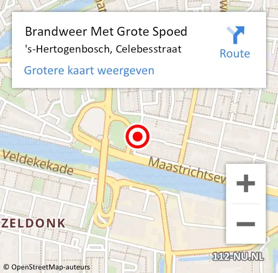Locatie op kaart van de 112 melding: Brandweer Met Grote Spoed Naar 's-Hertogenbosch, Celebesstraat op 22 maart 2018 02:09