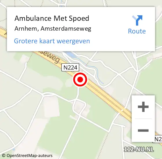 Locatie op kaart van de 112 melding: Ambulance Met Spoed Naar Arnhem, Amsterdamseweg op 22 maart 2018 08:15