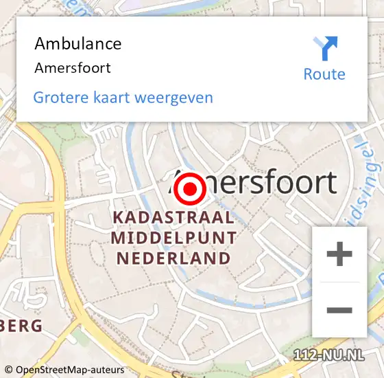 Locatie op kaart van de 112 melding: Ambulance Amersfoort op 22 maart 2018 09:14