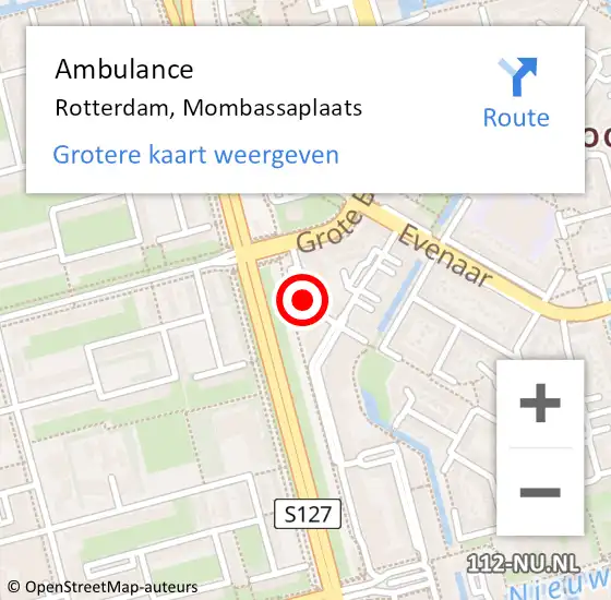 Locatie op kaart van de 112 melding: Ambulance Rotterdam, Mombassaplaats op 22 maart 2018 09:26