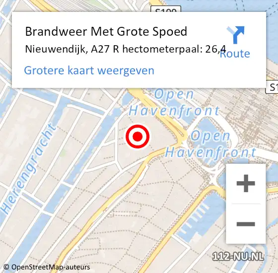 Locatie op kaart van de 112 melding: Brandweer Met Grote Spoed Naar Nieuwendijk, A27 R hectometerpaal: 26,4 op 22 maart 2018 09:40