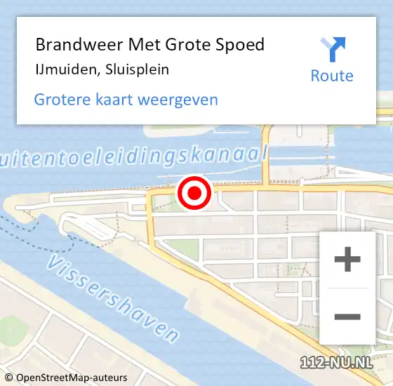 Locatie op kaart van de 112 melding: Brandweer Met Grote Spoed Naar IJmuiden, Sluisplein op 22 maart 2018 10:06